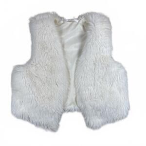 Women’s Fur Vest White With Iridescent Thread Detail Y2K